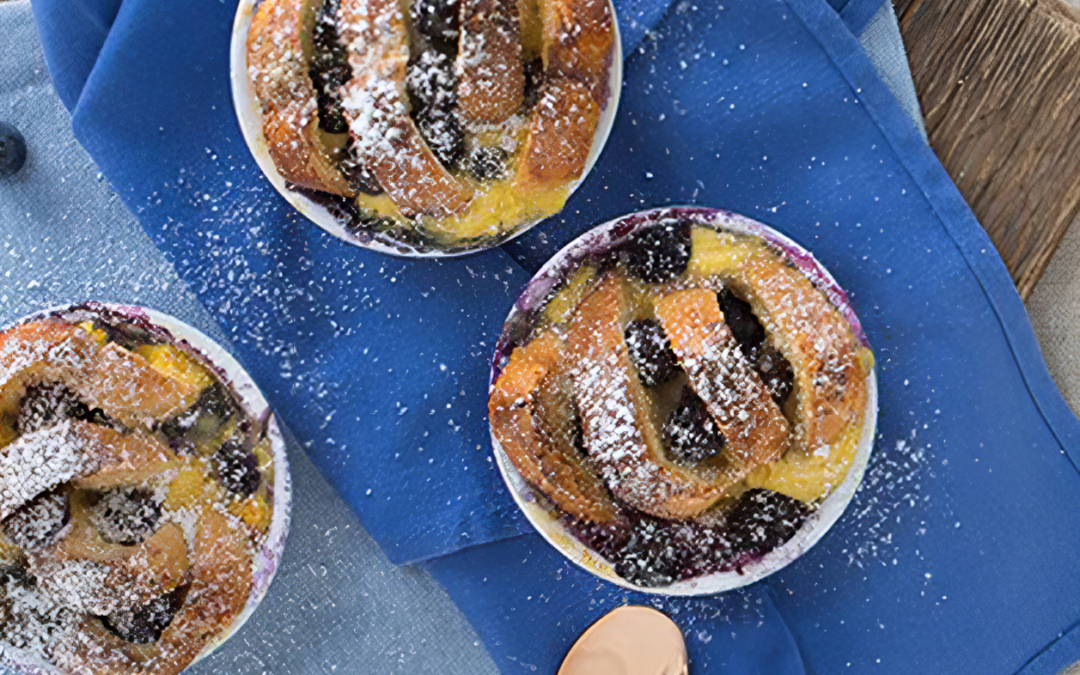 Blueberry Breakfast Bread Puddings