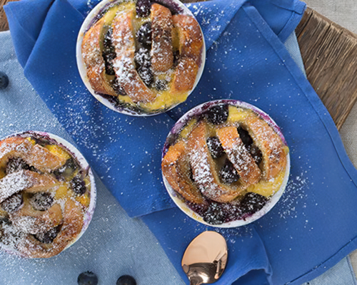 Blueberry Breakfast Bread Puddings