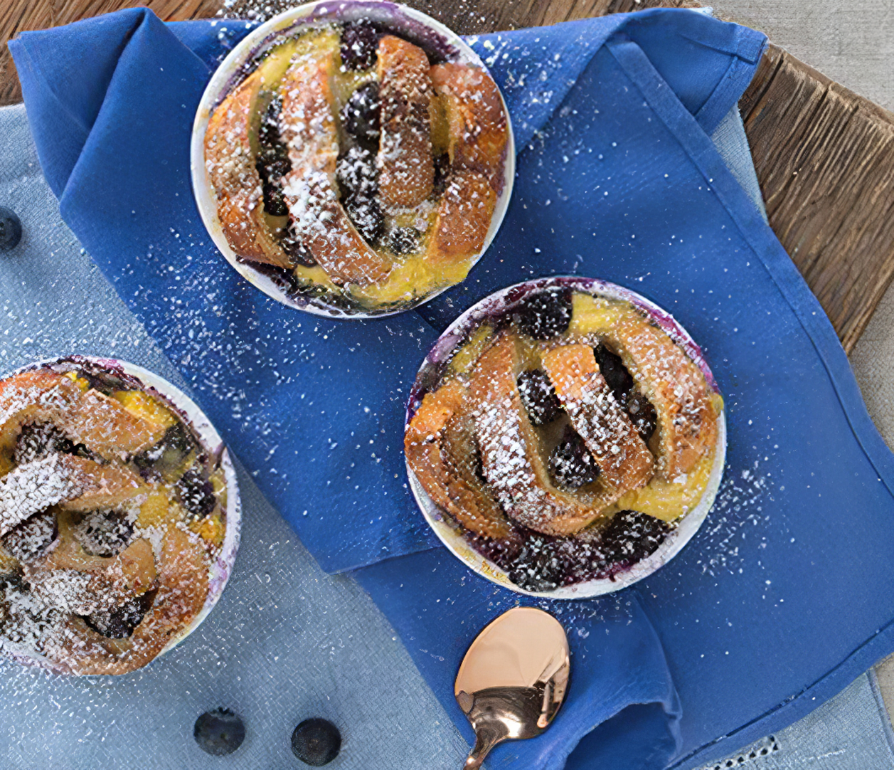 Blueberry Breakfast Bread Puddings