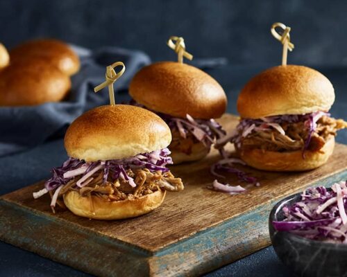 Brioche Sliders with Smokey Pineapple Pulled Pork and Apple Slaw
