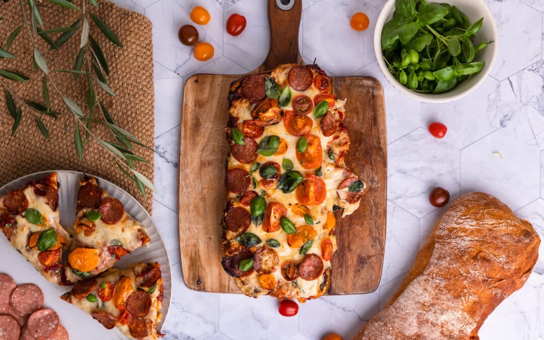 Cheesy Pepperoni Ciabatta Pizza