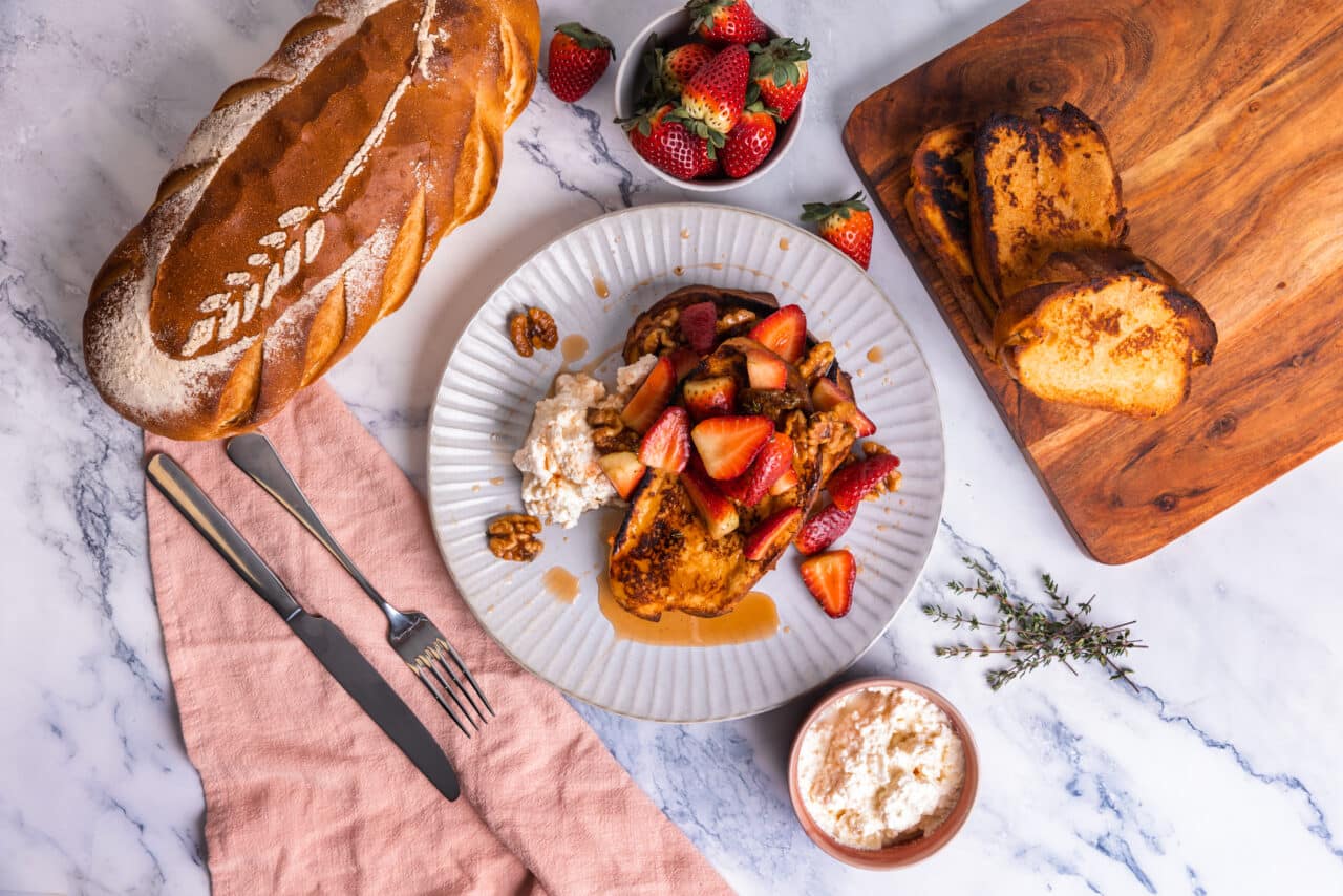 Maple Roasted Walnut and Strawberry Sourdough French Toast Bakers