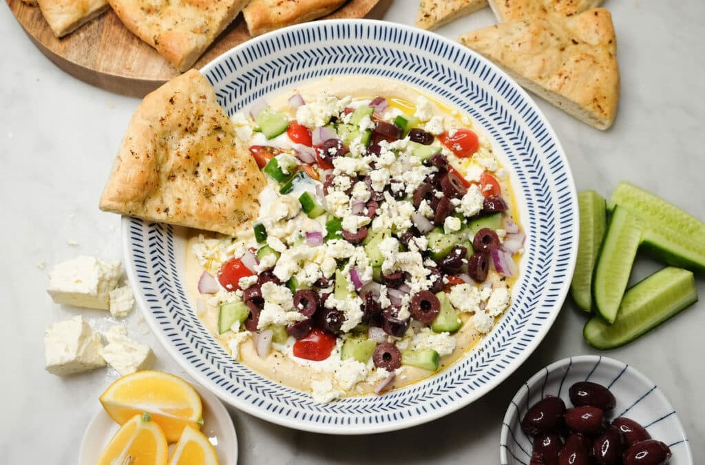 7 Layer Greek Dip & Garlic Pizza Dippers