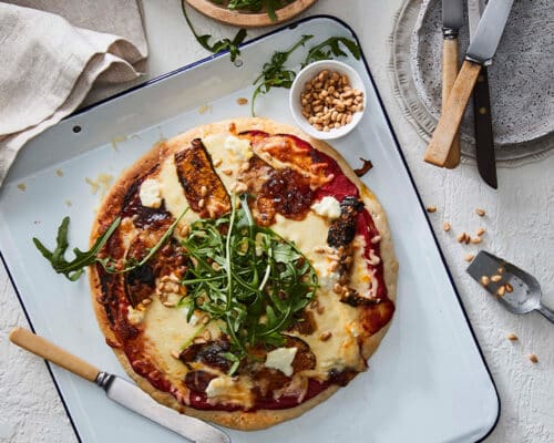 Pumpkin Pizza with Caramelised Onion & Goats Cheese