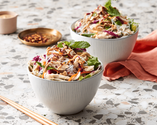 Asian Chicken Bowls with Peanut Sauce