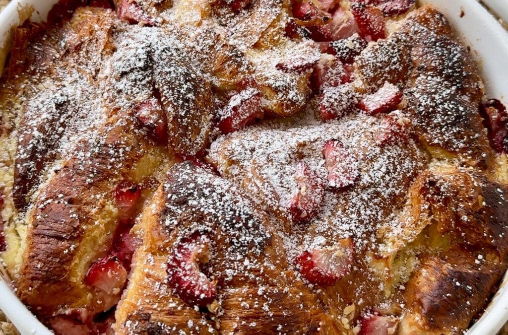 Strawberry Cheesecake Croissant Pudding Recipe