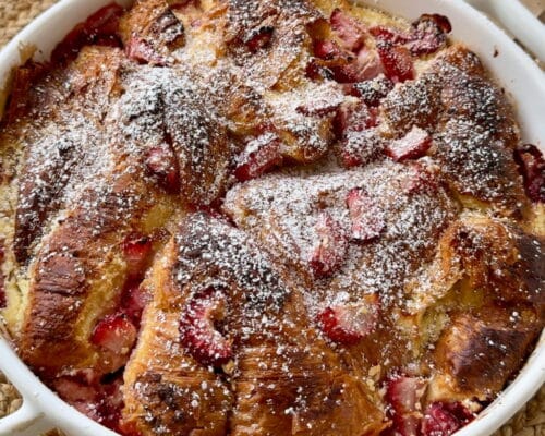 Strawberry Cheesecake Croissant Pudding Recipe