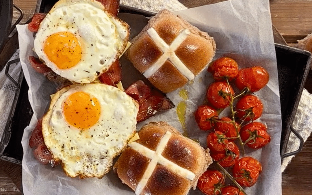 Hot Cross Bun Breakfast Sandwiches