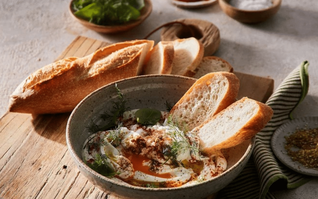 Turkish Eggs with Baguette Slices